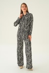 Siyah Zebra Desen Pantolon Takım 4115A