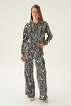 Siyah Zebra Desen Pantolon Takım 4115A