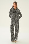 Siyah Zebra Desen Pantolon Takım 4115A