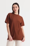 Taba Çizgili Oversize Tişört 4447A