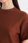 Taba Çizgili Oversize Tişört 4447A