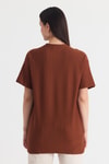 Taba Çizgili Oversize Tişört 4447A