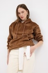 Taba Kadın Peluş Kanguru Cepli Kapüşonlu Sweatshirt 3061A