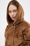 Taba Kadın Peluş Kanguru Cepli Kapüşonlu Sweatshirt 3061A