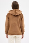 Taba Kadın Peluş Kanguru Cepli Kapüşonlu Sweatshirt 3061A