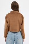 Taba Kadın Peluş Yarım Fermuarlı Crop Sweatshirt 3056A