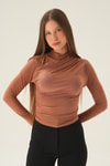Taba Omuz Pileli Bluz 3568