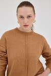 Taba Oversize Bisiklet Yaka Kadın Kazak 2345