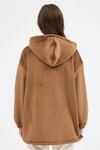 Taba Peluş Fermuarlı Kapüşonlu Kadın Sweatshirt 3057A