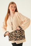Taş Leopar Detay Bluz 25548