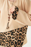 Taş Leopar Detay Bluz 25548