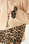 Taş Leopar Detay Bluz 25548