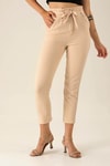 Tek Pile Yarım Lastik Bayan Pantolon - 6266A Taş