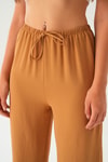 Vizon Beli Lastikli Bol Paça Dokuma Pantolon 4284-1