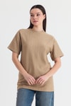 Vizon Çizgili Oversize Tişört 4447A