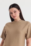 Vizon Çizgili Oversize Tişört 4447A
