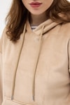 Vizon Kadın Peluş Kanguru Cepli Kapüşonlu Sweatshirt 3061A