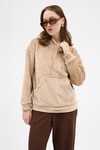 Vizon Kadın Peluş Kanguru Cepli Kapüşonlu Sweatshirt 3061A
