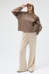 Vizon Oversize Bisiklet Yaka Kadın Sweat 8251A