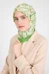 Yağ Yeşili Desenli Eşarp 5694