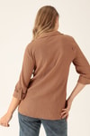 Yaka Düğmeli Bluz - 6597A Taba