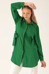 Yan Bağlama Detaylı Tunik - 6480A Benetton Yeşili