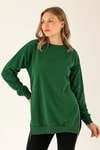 Yan Yırtmaç Zincirli Bayan Sweat - 0011 Benetton Yeşili