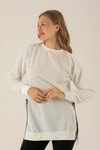 Yan Yırtmaç Zincirli Bayan Sweat - 0011 Ekru