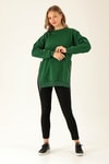 Yan Yırtmaç Zincirli Bayan Sweat - 0011 Benetton Yeşili