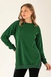 Yan Yırtmaç Zincirli Bayan Sweat - 0011 Benetton Yeşili