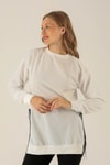 Yan Yırtmaç Zincirli Bayan Sweat - 0011 Ekru