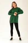 Yan Yırtmaç Zincirli Bayan Sweat - 0011 Benetton Yeşili