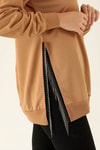 Yan Yırtmaç Zincirli Bayan Sweat - 0011 Camel