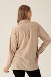 Yandan Çıtçıtlı Düğmeli Bayan Gömlek - 6508A Bej