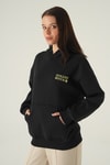 Yazı Nakışlı Kapüşonlu Sweat Siyah 0308