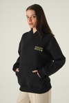 Yazı Nakışlı Kapüşonlu Sweat Siyah 0308