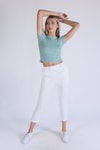 Yeşil Çizgili Crop Bluz 5285