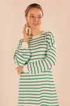 Yeşil Çizgili Uzun Sweat 6810