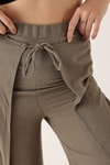 Yırtmaç Detay Bol Bayan Pantolon - 4044 Olive Yeşili