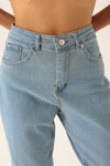 Yüksek Bel Mom Jean - 2039 Açık Mavi