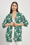 Zümrüt Çiçek Desen Fakir Kol Kimono 4463A