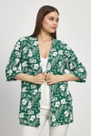 Zümrüt Çiçek Desen Fakir Kol Kimono 4463A