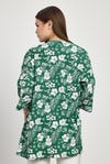 Zümrüt Çiçek Desen Fakir Kol Kimono 4463A