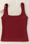 BORDO -KALIN ASKILI KARE YAKA FİTİLLİ CROP