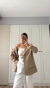 ÇİFT DÜĞMELİ BLAZER CEKET-CAMEL