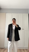ÇİFT DÜĞMELİ BLAZER CEKET - SİYAH