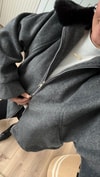 KÜRK YAKALI KAŞE MONT ANTRASİT