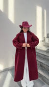 Oversize  Kaşe Kaban-Bordo