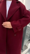 Oversize  Kaşe Kaban-Bordo