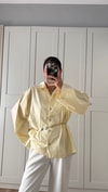 SARI OVERSİZE POPLİN KUMAŞ GÖMLEK